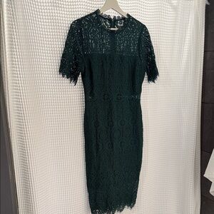Lulu's Dark Green Lace Midi Dress